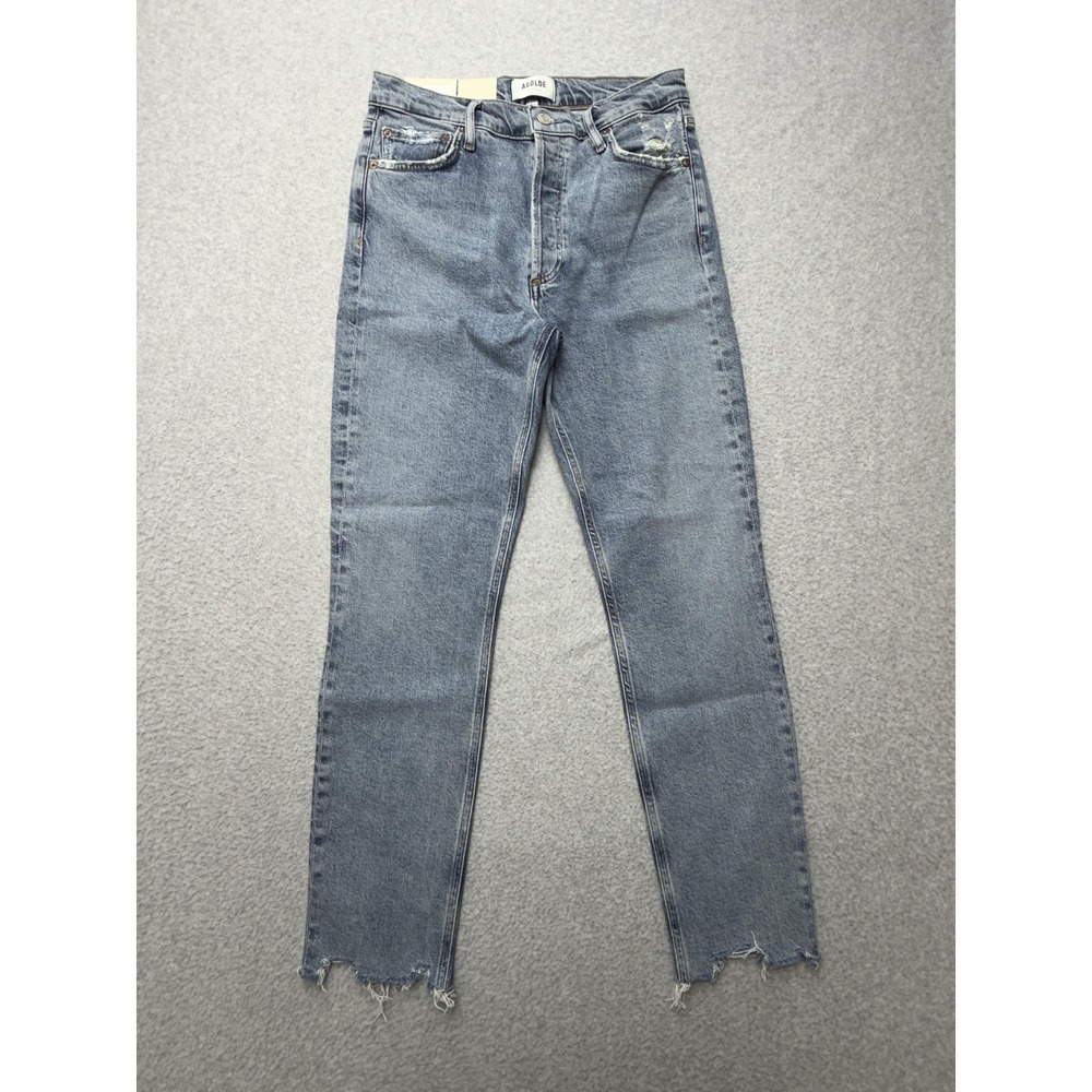 AGOLDE Nico High Rise Slim Jeans Womens 26 Rooted Blue Raw Hem A093D-3002 NWT